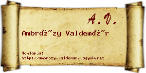 Ambrózy Valdemár névjegykártya